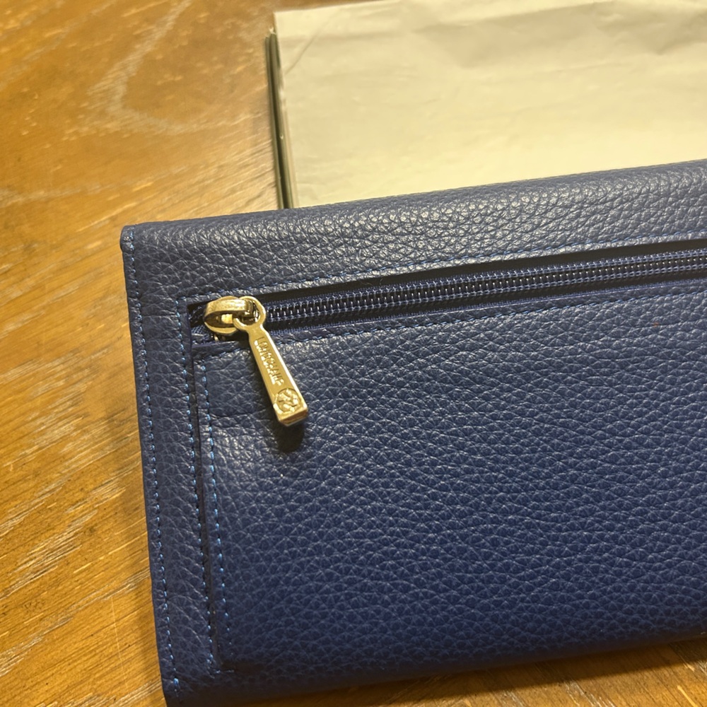 Longchamp Le Foulonne Blue Grained Leather Wallet - Picture 4 of 7